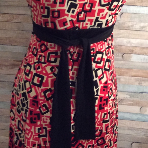 Dress Barn 6 6P Faux Wrap Dress Red & Black M - Picture 2 of 4